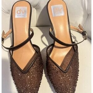 Dolce Vita Women's Slingback Sequin Mid Foot Strap Heels with Pointed Toe Size 8